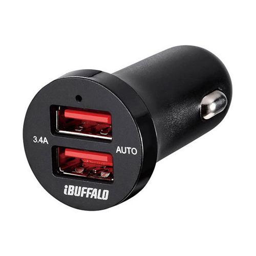 バッファロー シガーソケット用USB急速充電器 AUTO POWER SELECT機能搭載 2ポートタイプ BSMPS3402P2BK