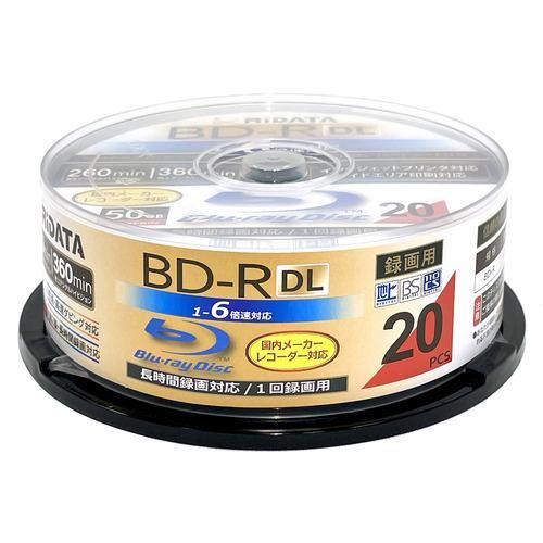 RiDATA BD-R260PW 6X.20SP A 録画用BD-R DL スピンドルケース入り 20枚パック 1～6倍速 インクジェットプリンター