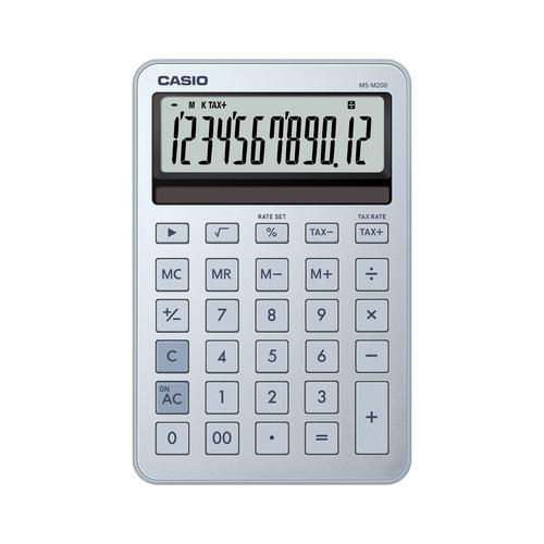 カシオ計算機 MS-M200-BU-N デザイン電卓 ミニジャスト型スタイリッシュ 12桁表示 税計算機能あり ブルー