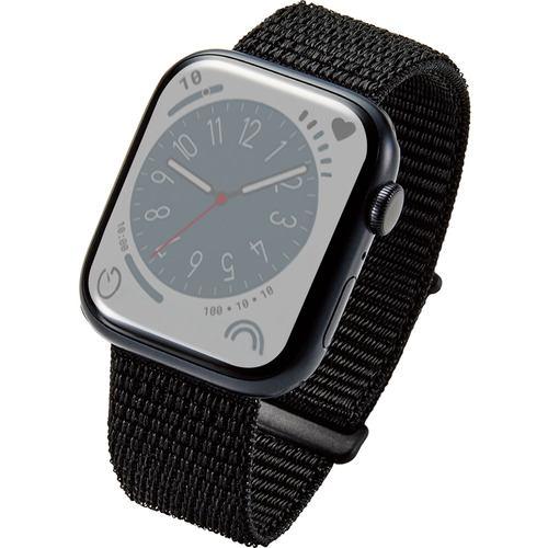 エレコム AW-45BDFBBK Apple Watch 49/45/44/42mm/バンド/ファブリック/ブラック AW45BDFBBK