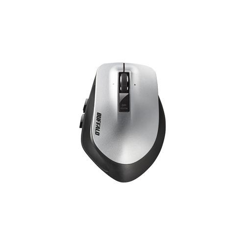バッファロー BSMLW500MSV Premium Fitマウス 無線/レーザー式/静音/5ボタン/横スクロール/Mサイズ/シルバー