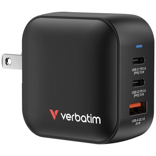 Verbatim MGAN70-3V1 GaN充電器 70W USB PD対応 USB-Cポート×2 USB-Aポート×1 ブラック