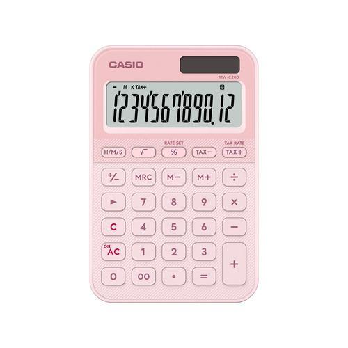 カシオ計算機 MW-C20D-LP-N デザイン電卓 ミニジャスト型カラフル 12桁表示 税計算機能あり ライトピンク