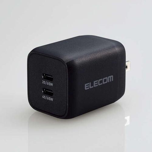 エレコム MPA-ACCP4365BK USB Power Delivery 65W キューブAC充電器(C×2) ブラック MPAACCP4365