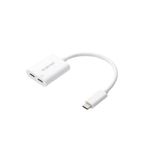エレコム AD-C2CPD100WH USB-C 変換アダプタ 100W PD急速充電 USB Type-C to Type-C×2 Windows