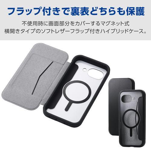 エレコム PM-P261MAGFPKBK Google Pixel 10a ケース ハイブリッド フラップ付きカバー MAGKEEP ブラック