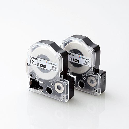 カラークリエーション CTC-KSS12K-2P キングジム「テプラ」PROシリーズ用テープカートリッジ(白テープ/黒文字/12mm) 2個入