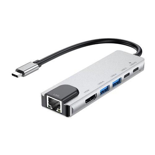 AXELTECH AXDST01SL 6in1ドッキングステーション 最大5Gbps対応 Windows Mac対応 シルバー