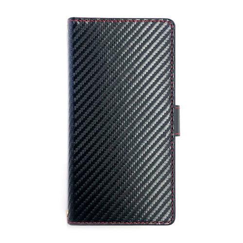エアージェイ AC-LAM5-CBR 汎用スマホケース 手帳型 カーボン/レッド