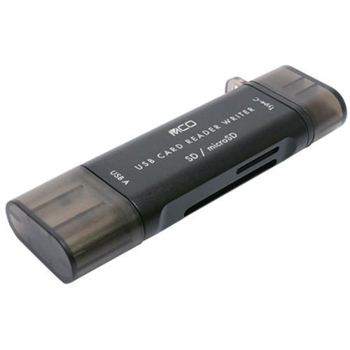 ミヨシ USR-CSD4/BK SDカードリーダ・ライタ USB3.2Gen1対応 USB Type-C・USB-A両対応 ブラック USRCSD4