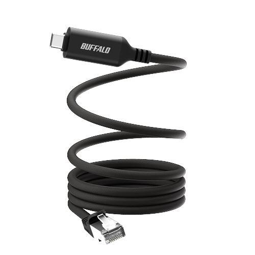 BUFFALO LUAMCU3CG10BK USB-C to GigaLANアダプターケーブル ケーブル全域に磁気吸着機能搭載 1Gbps転送対応 