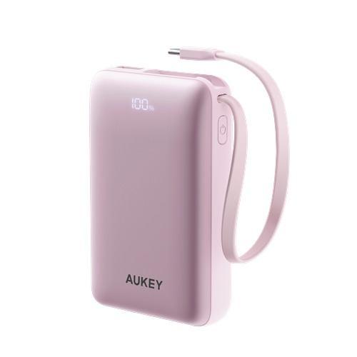 AUKEY PB-Y68-PK リン酸鉄モバイルバッテリー 10000mAh PD20W対応 USB-Cケーブル内蔵 USB-Cポートx1 Aポート