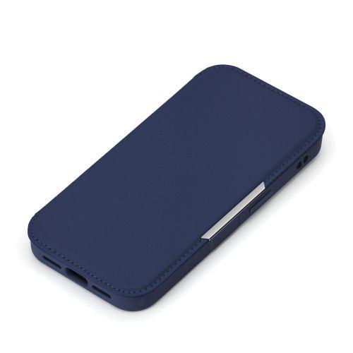PGA PG-25KGF06NV iPhone 16e用 ガラスフリップケース サフィアーノ調 ネイビー