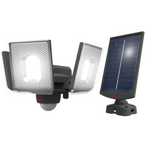 ムサシ S340L 7.5W×3灯スライド型LEDソーラーセンサーライト 白色 グレー