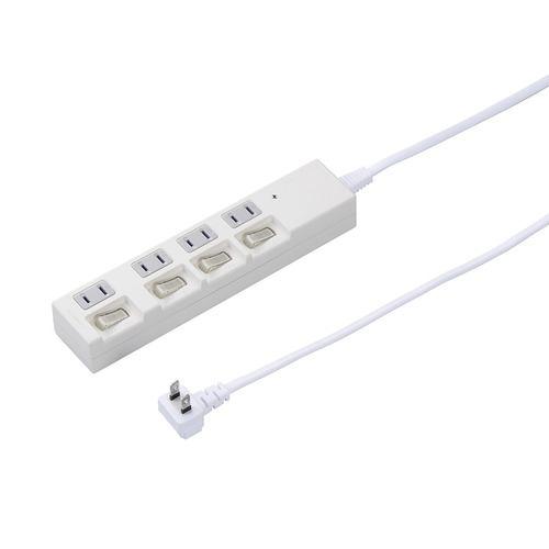 ヤザワ H4BKS442WH 雷ガード付4個口節電タップ 個別スイッチ付き 2m ホワイト