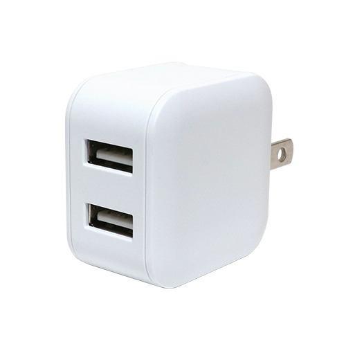 ミヨシ IPA-US03/WH 薄型 USB-ACアダプタ 2ポート 自動出力制御IC搭載 ホワイトIPAUS03/WH