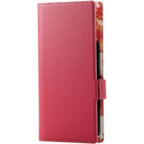 エレコム P-05PLFUSJPND スマートフォン用マルチレザーケース スライド式 手帳型 UltraSlim Flowers 薄型 磁石付き L