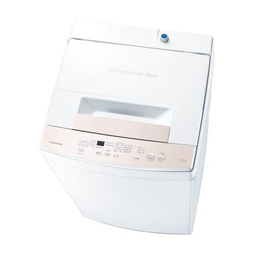 東芝 全自動洗濯機 洗濯:4.5kg 簡易乾燥 幅55.5cm Wシャワー洗浄 デカ文字操作パネル AW-45GA4(W) ホワイト系