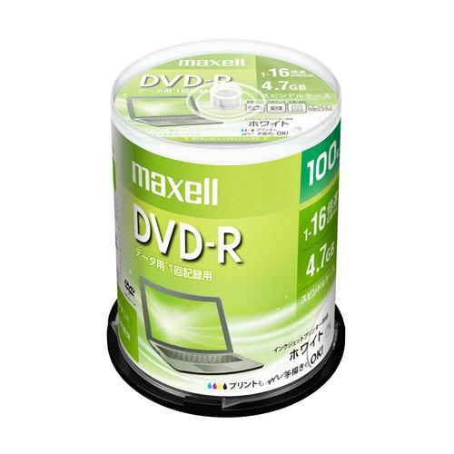 マクセル(Maxell) DR47PWE100SP データ用DVD-R ひろびろホワイトレーベルディスク 1-16倍 4.7GB 100枚 スピンド