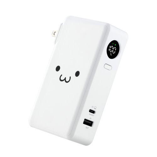 エレコム DE-AC12-10000WF コンセント一体型 モバイルバッテリー 10000mAh 30W 2ポート(Type-C+USB-A) スマ