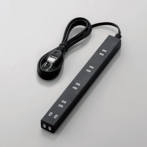 エレコム T-NSL-2620BK ほこり防止シャッター付きスリムタップ 2m ブラック