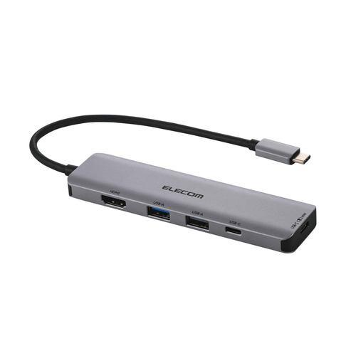 エレコム DST-050BP1SV USB Type-C ドッキングステーション 5-in-1 4K HDMI PD充電 シルバー