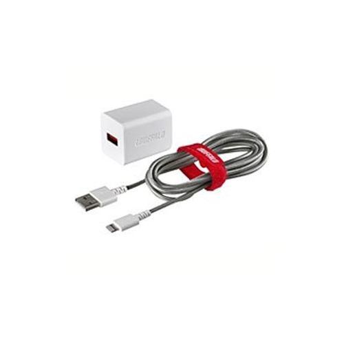 バッファロー BSMPA2404LC1WH 2.4A USB急速充電器 Lightningケーブル1.5m付属(ホワイト)