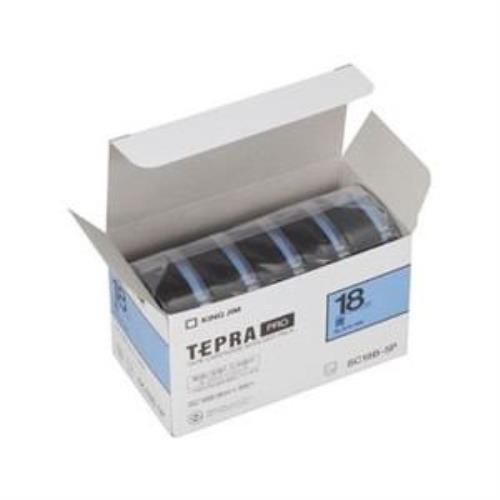 キングジム SC18B-5P テプラPROテープカートリッジ 18mm 5個入り 青/黒文字