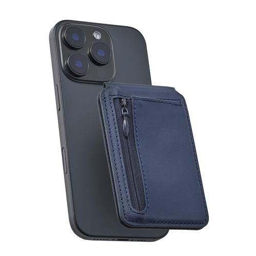 エレコム AMS-MAGCWSNV MagSafe カードウォレット スタンド iPhone用 磁気防止シート付 2枚収納+小銭ポケットネイビー
