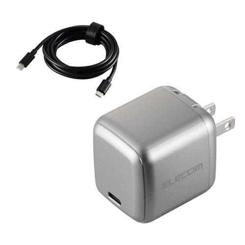 エレコム ACDC-PD8970SGY USB Power Delivery 70W AC充電器(C-Cケーブル付属/2m) スペースグレー