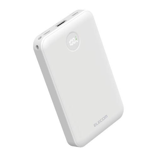 エレコム DE-C76-10000WH モバイルバッテリー 10000mAh Type-C×2/USB-A 液晶残量表示 スマホ/Switch対応 
