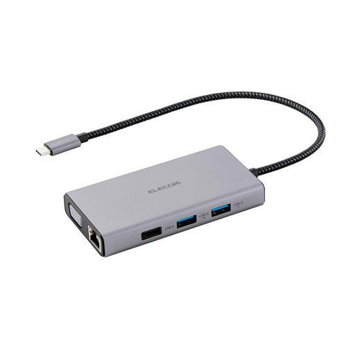 エレコム DST-101BPSV ドッキングステーション 10-in-1 USB-C ハブ USB-A×3 LAN SD/microSD アルミ筐体