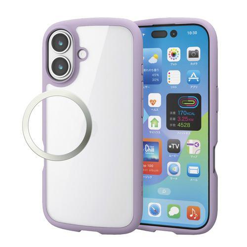 エレコム PM-A25ATSLFCPU iPhone 17 ケース 磁気吸着対応メタルステッカー付 TOUGH SLIM LITE ラベンダー