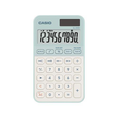カシオ計算機 SL-300D-LG-N デザイン電卓 ノート型カラフル 10桁表示 税計算機能あり ライトグリーン