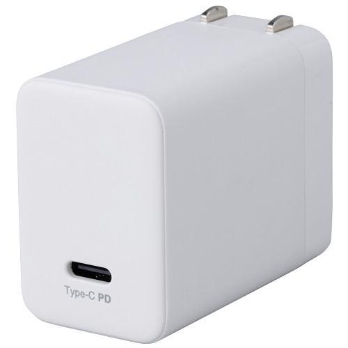 ナカバヤシ JYU-ACU06W Gan 65W PD充電対応 USB Type-C 1ポート充電器 ホワイト