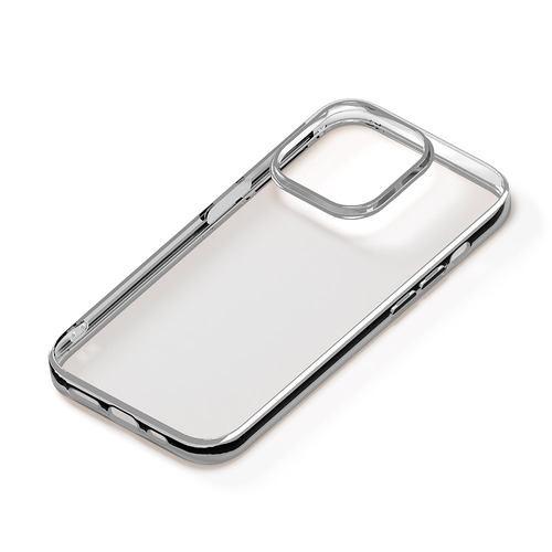PGA PG-23BTP05SV iPhone15Pro メタリックフレーム ソフトケース Premium Style シルバー PG23BTP05