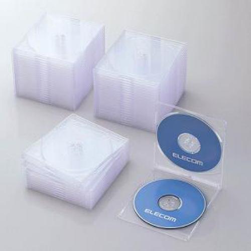 エレコム CCD-JSCSW50CR Blu-ray/DVD/CDケース(スリム/PS/2枚収納/50パック) クリア