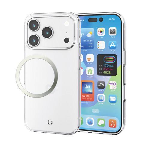 エレコム PM-A25CUCTCR iPhone 17 Pro ケース 磁気吸着対応メタルステッカー付 クリア