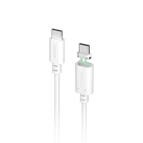 エレコム MPA-CCMA10WH マグネット 充電ケーブル USB-C 60W PD対応 着脱式コネクタ ブレーカー内蔵 1m ホワイト