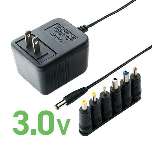 ナカバヤシ ADA-T30/S トランス式 AC/DCアダプタ 汎用 6種プラグ付属 3.0V出力