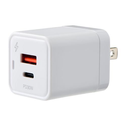 ELPA CHRSP30ACWH AC充電器 PD30W対応 USC-A、Type-Cポート搭載 ホワイト