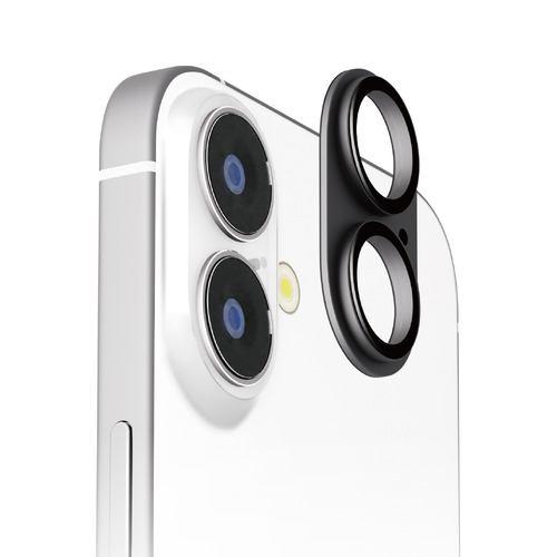 PGA PG-24ACLG17BK iPhone 16/16 Plus用 カメラフルプロテクター [アルミ/ブラック] Premium Style