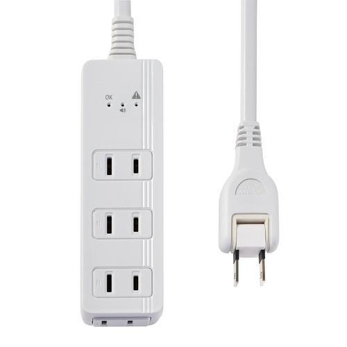 ELPA WB-A43(W) コード付きアラームタップ 過電流を警告 ランプが赤色点滅 スイングプラグ採用 4個口3m ホワイト