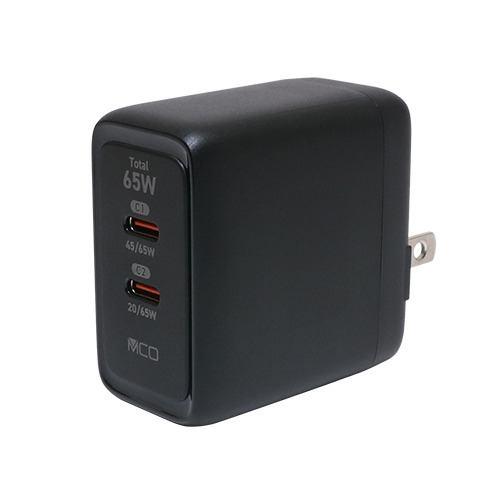 ミヨシ IPA-C08/BK USB PD 65W充電器 Type-C 2ポート ブラック