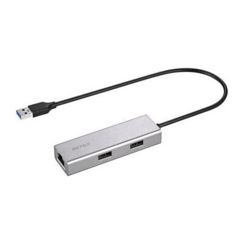 BUFFALO LUDU3AU101SV Giga対応 USBハブ付き LANアダプター USB Type-A接続 シルバー