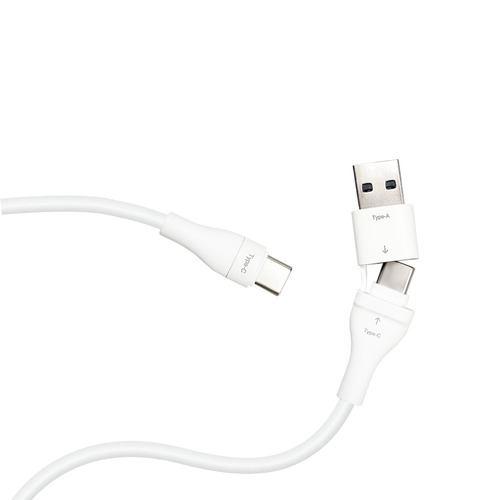 エアージェイ CCJ-CA2M WH ふわふわ2in1ケーブル2M(C→A変換アダプタ付) スマホ・タブレットなど対応 ホワイト