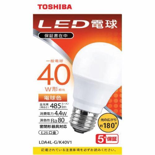 東芝 LDA4L-G/K40V1 LED電球 40W 電球色 E26