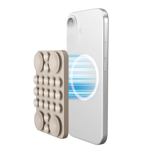 エレコム P-TKPTMAG01BG スマホホルダー 吸盤 MagSafe対応 iPhone用 コンパクト TakoPita ベージュ