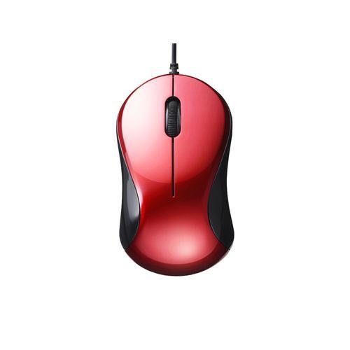 バッファロー BSMBU100RD 静音/3ボタン 有線BlueLED光学式マウス レッド