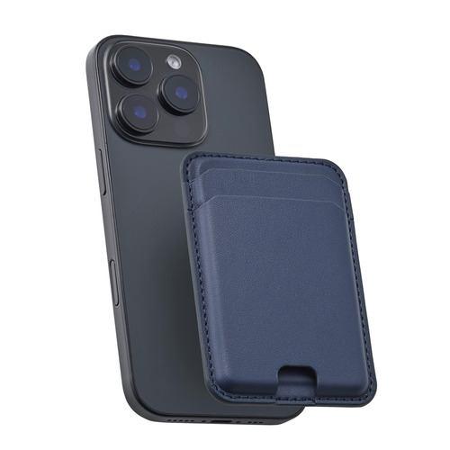 エレコム AMS-MAGCDNV MagSafe カードケース iPhone用 2枚収納 レザー風 MAGKEEP ネイビー
